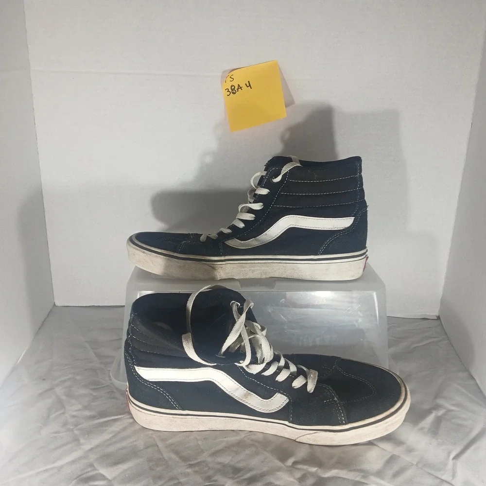 Vans SK8 Hi Black White Suede Canvas High Top Skate Shoes Mens Size 7.5 Womens 9